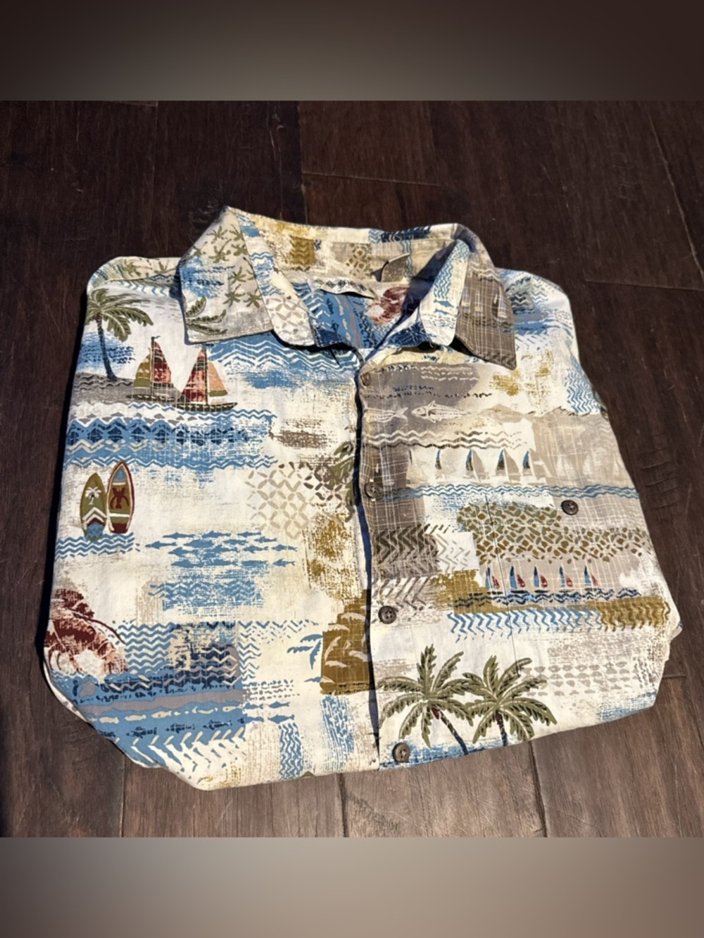 Energie Multi-Color Tropical Print Shirt in Blue, White & Brown